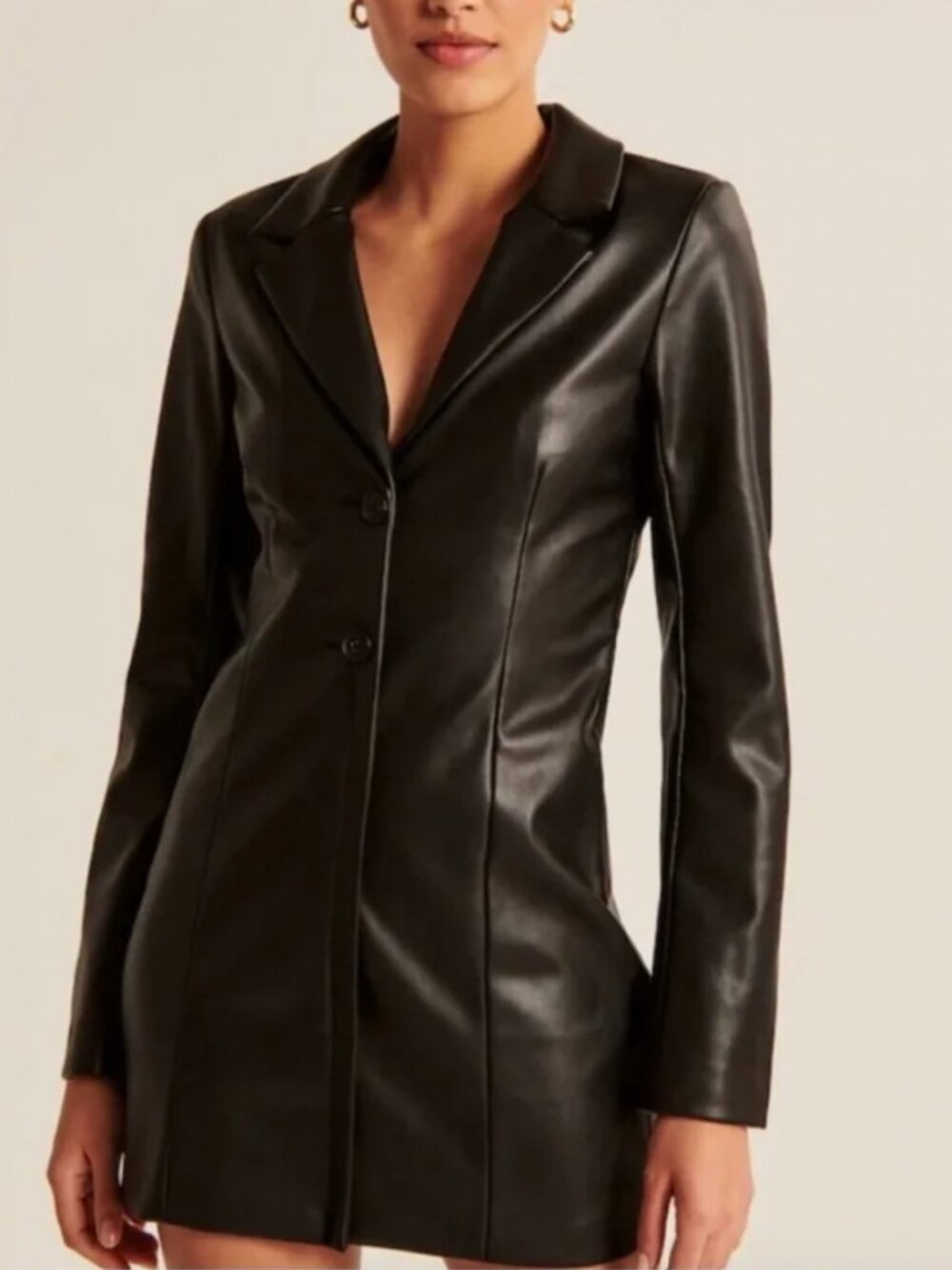 Abercrombie Faux Leather Blazer Dress in Black Size M NWT - Picture 1 of 3